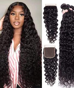 Water Wave 3 Bundles Transparent Lace Closure