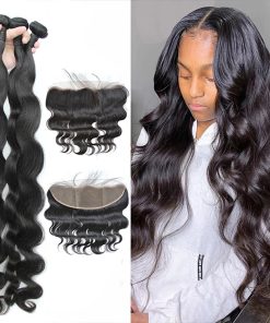 100% Mink Hair Body Wave 3 Bundles with 13x4 HD Lace Frontal