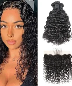 Water Wave 3 Bundles Best Mink Hair with 13x4 Transparent Lace Frontal