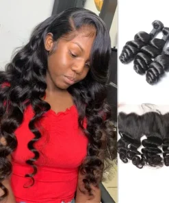 High Quality Mink Hair Loose Wave 3 Bundles with 13x4 HD Lace Frontal