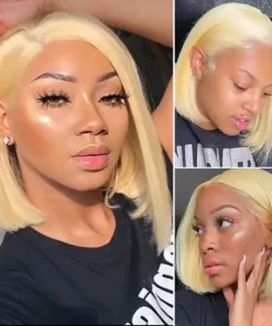 Blonde Straight Bob Frontal Transparent Lace 100% Human Hair Wig