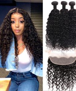 Water Wave 100% Mink Hair 3 Bundles with 13x4 HD Lace Frontal