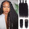 Unprocessed Mink Hair Jerry Curly 3 Bundles with 4x4 HD Lace Closure