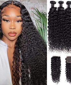 Unprocessed Mink Hair Jerry Curly 3 Bundles with 4x4 HD Lace Closure