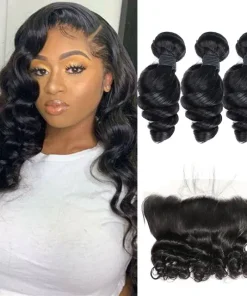 Best Loose Wave Mink Hair 3 Bundles with 13x4 Transparent Lace Frontal