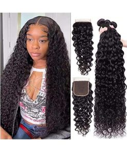 Water Wave 5x5 HD Lace Closure With 3 Bundles Mink Human Hair Weave