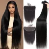 100% Mink Straight Hair 3 Bundles with 13x4 HD Lace Frontal