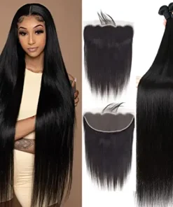 100% Mink Straight Hair 3 Bundles with 13x4 HD Lace Frontal