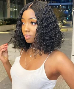 Curly Bob Frontal Transparent Lace Wig 100% Human Hair