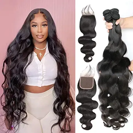 DonorsBodyWave100MinkHair3Bundleswith4x4HDLaceCLosure-bc22