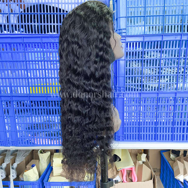 DonorsCambodianWavyRawHairTransparentLaceFrontalWig3-5497