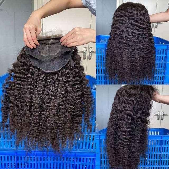 DonorsIndianCurlyRawHair4x4TransparentLaceClosureWig-df2e