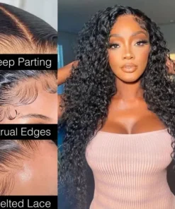 Natural colour Raw Indian Curly 4*4 / 5*5 HD / Transparent Full Lace Closure Wig 100%human hair
