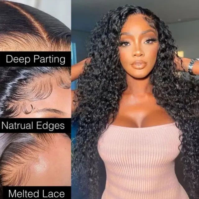 DonorsIndianCurlyRawHair5x5TransparentLaceClosureWig-7ea3