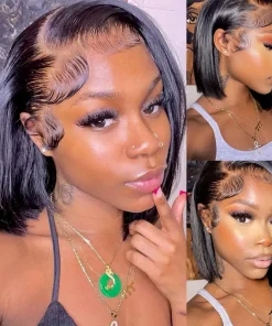 Straight Bob Frontal Lace Wig 100% Human Hair Super Soft