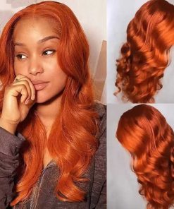 Ginger Colored Straight 13x4/4x4 transparen Lace 100% Human Hair Wig 180%Density