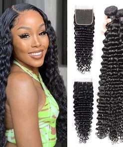 Mink Hair Deep Wave 3 Bundles With 5x5 Transparent Lace Closure