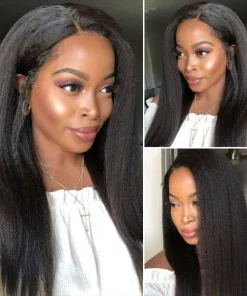 Mink Hair Kinky Straight 13*4 / 13*6 Full Frontal pre made 100% Human Hair Wig